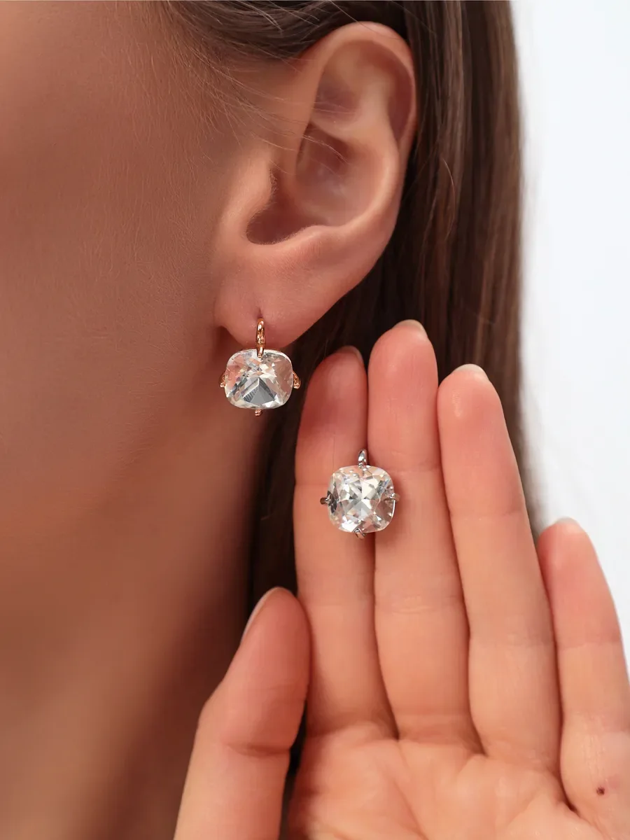 Серьги бижутерия с большим камнем — фотография 2