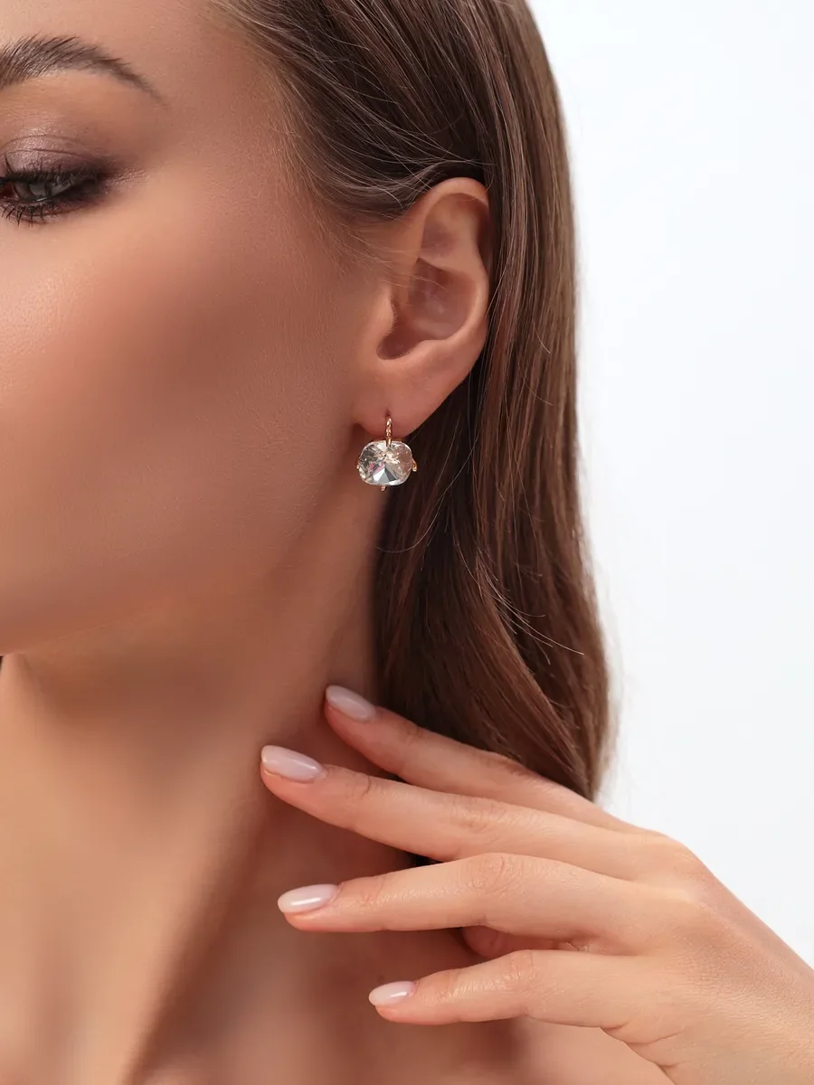 Серьги бижутерия с большим камнем — фотография 3