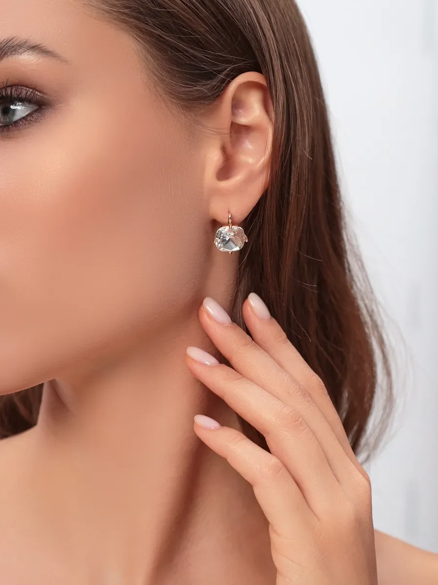 Серьги бижутерия с большим камнем — фотография 6