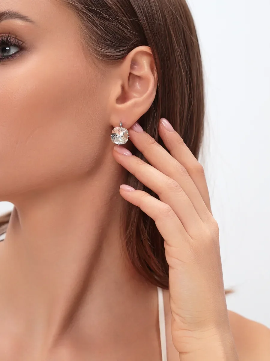 Серьги бижутерия с большим камнем — фотография 6
