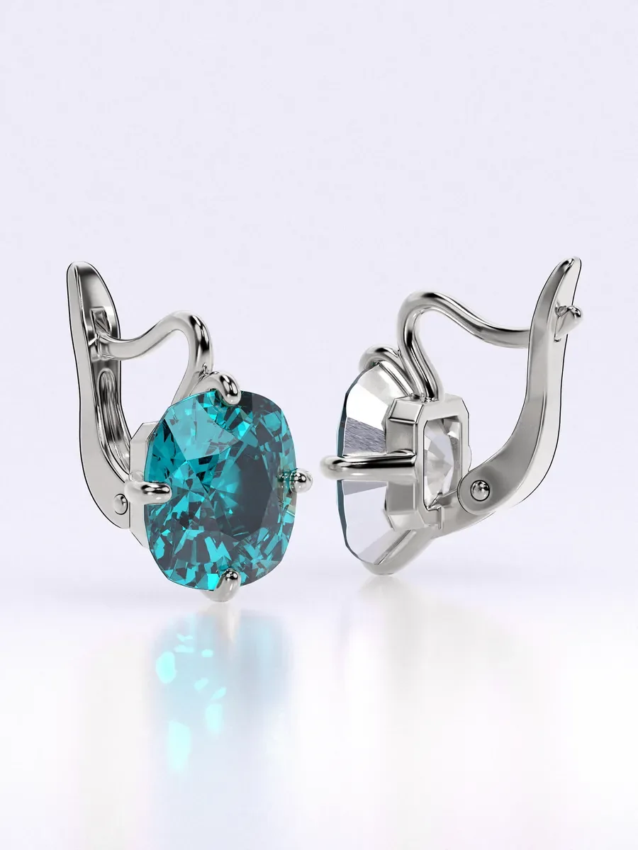 Серьги бижутерия с большим бирюзовым камнем — фотография 5