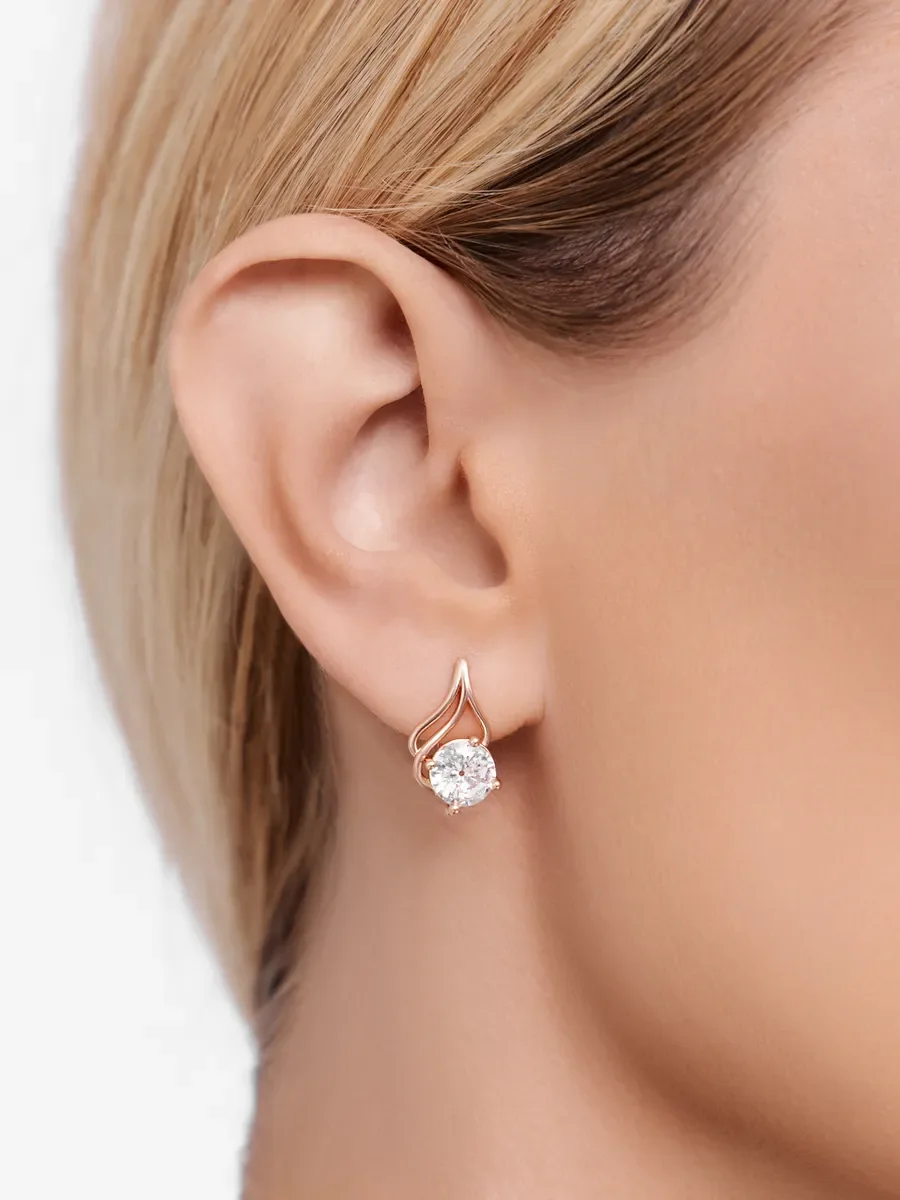 Серьги бижутерные висячие с камнем — фотография 2